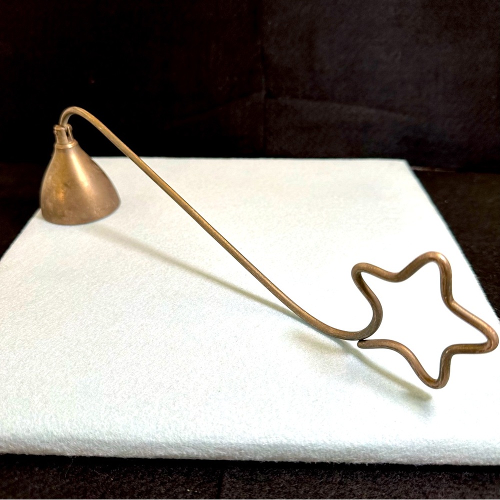 Vintage Brass Candle Snuffer with Star-Shaped End – 10" Long, Articulating